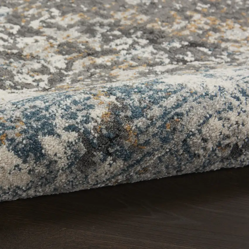 8' Ivory Gray And Orange Abstract Runner Rug Photo 8