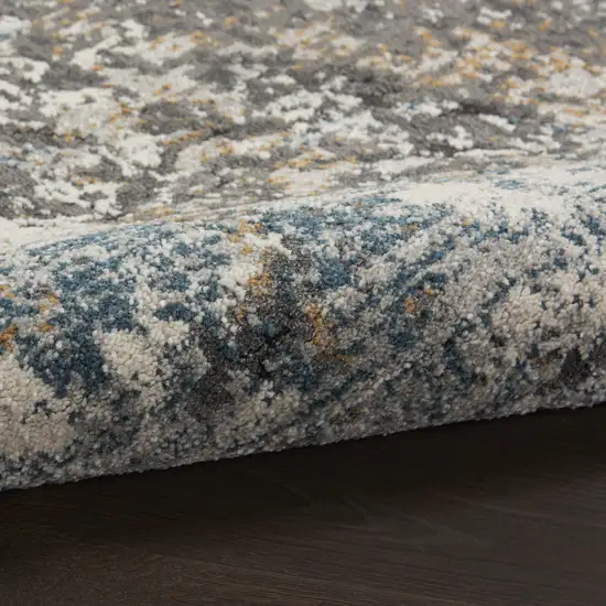 8' Ivory Gray And Orange Abstract Runner Rug Photo 8