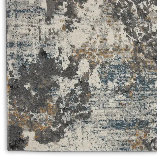 8' Ivory Gray And Orange Abstract Runner Rug Photo 8