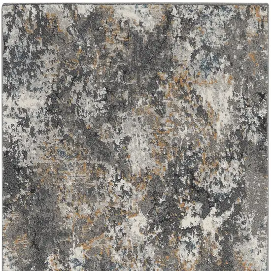 8' Ivory Gray And Orange Abstract Runner Rug Photo 7