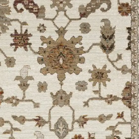 12' Ivory Gray And Orange Oriental Runner Rug Photo 7