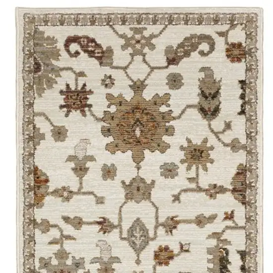 12' Ivory Gray And Orange Oriental Runner Rug Photo 8