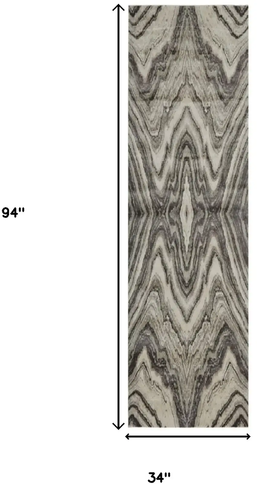 8' Ivory Gray And Tan Abstract Runner Rug Photo 3
