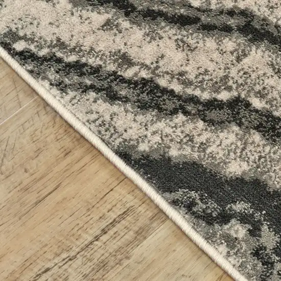 8' Ivory Gray And Tan Abstract Runner Rug Photo 5