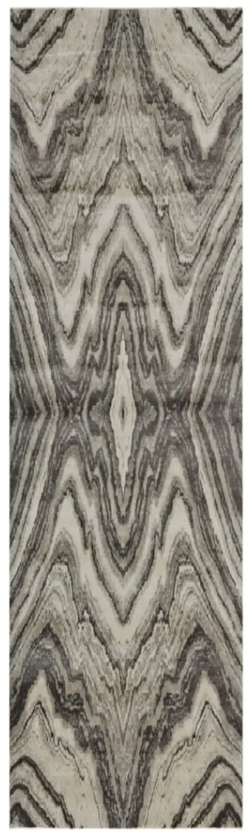 8' Ivory Gray And Tan Abstract Runner Rug Photo 2