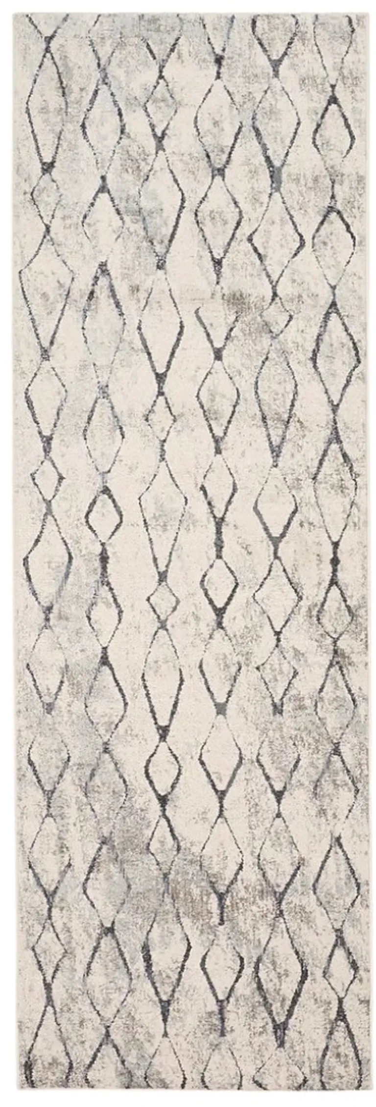 8' Ivory Gray And Taupe Abstract Stain Resistant Runner Rug Photo 4