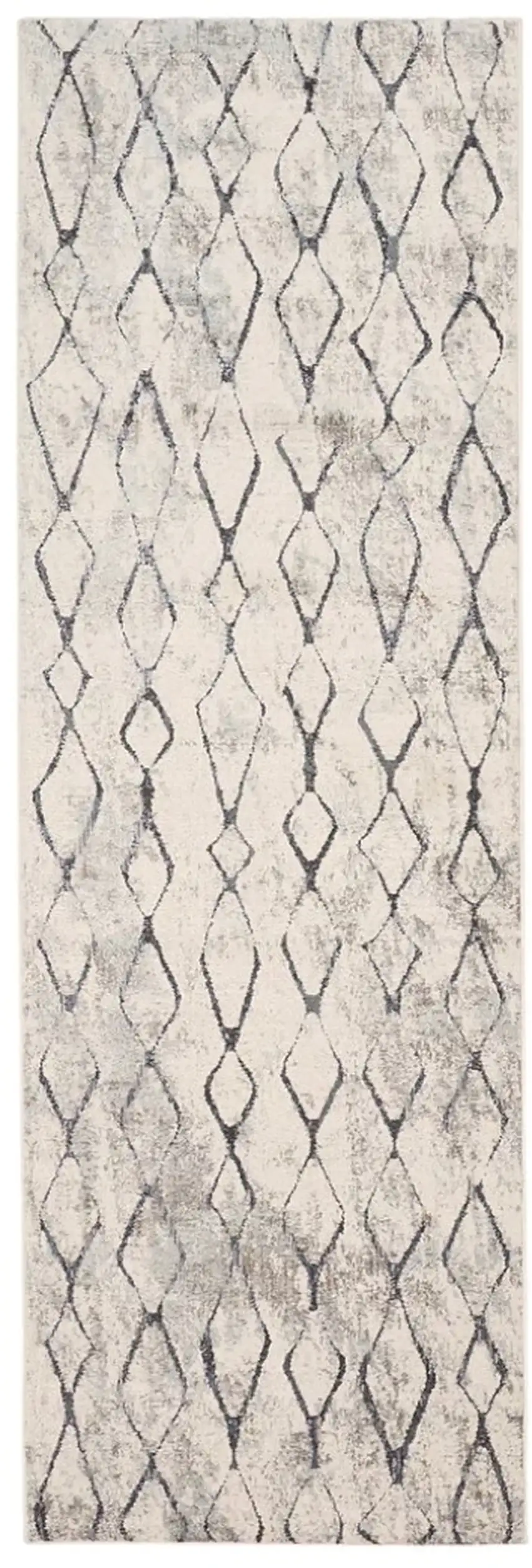 8' Gray and Ivory Abstract Runner Rug Photo 2