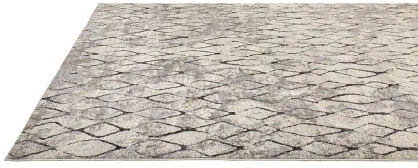 8' Gray and Ivory Abstract Runner Rug Photo 4