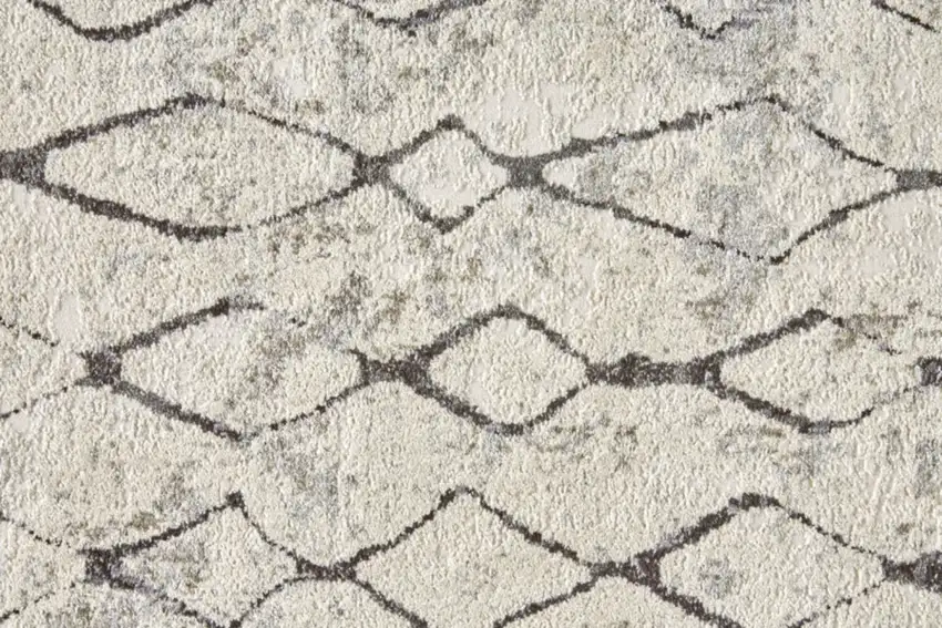 8' Gray and Ivory Abstract Runner Rug Photo 8