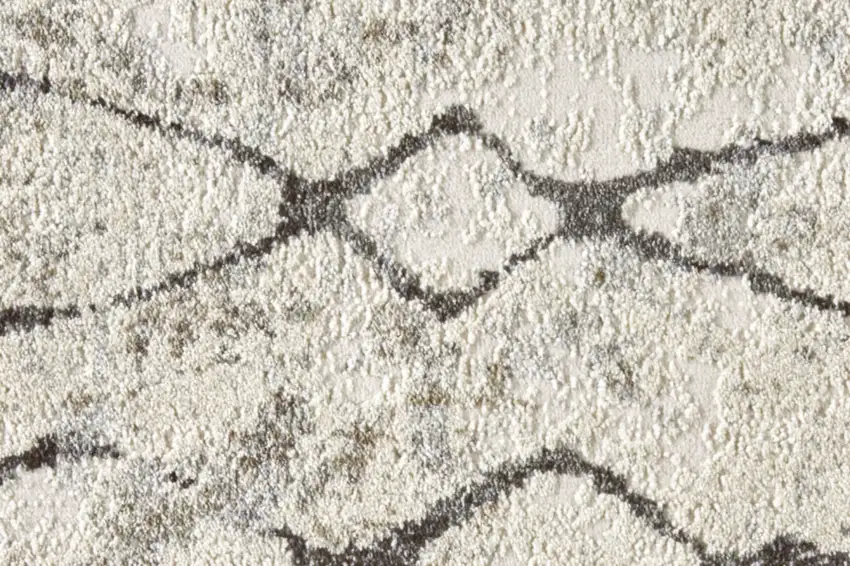 8' Gray and Ivory Abstract Runner Rug Photo 7