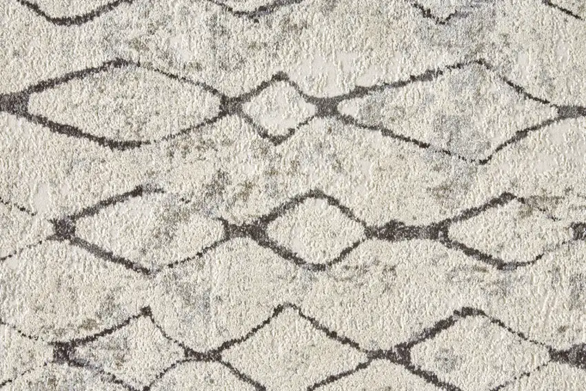 8' Ivory Gray And Taupe Abstract Stain Resistant Runner Rug Photo 7