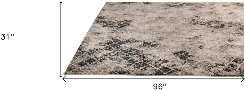 8' Ivory Gray And Taupe Abstract Stain Resistant Runner Rug Photo 7