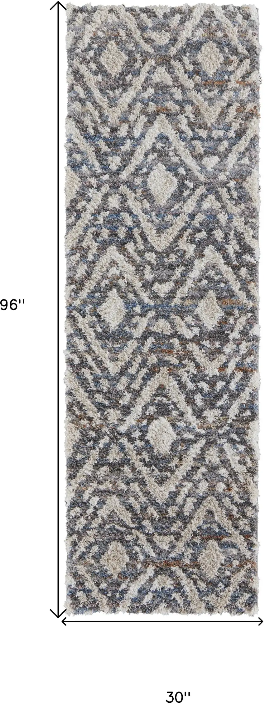 8' Ivory Gray And Taupe Geometric Power Loom Stain Resistant Runner Rug Photo 7