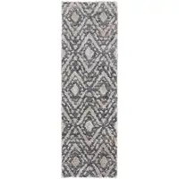 Photo of 8' Ivory Gray And Taupe Geometric Power Loom Stain Resistant Runner Rug
