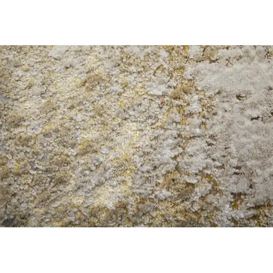 8' Ivory Gray and Brown Abstract Power Loom Worn Faded Runner Rug Photo 8