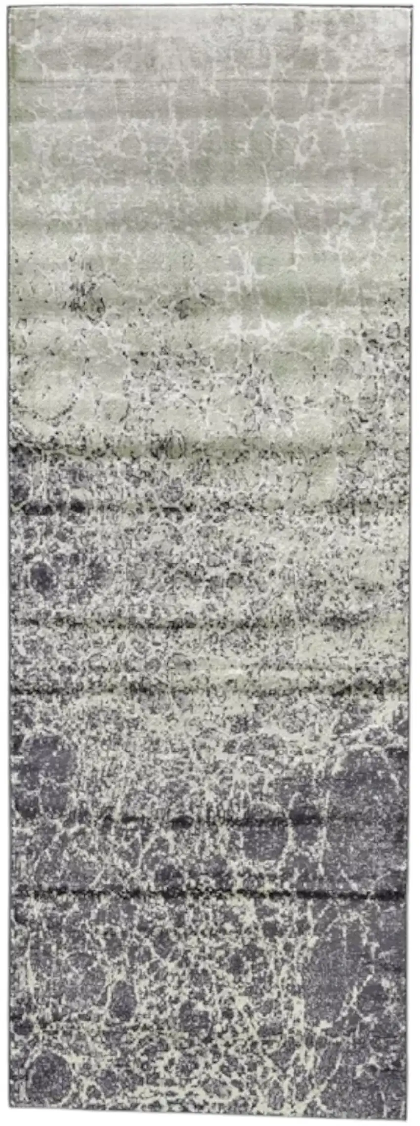 8' Ivory Gray and Green Abstract Power Loom Runner Rug Photo 2