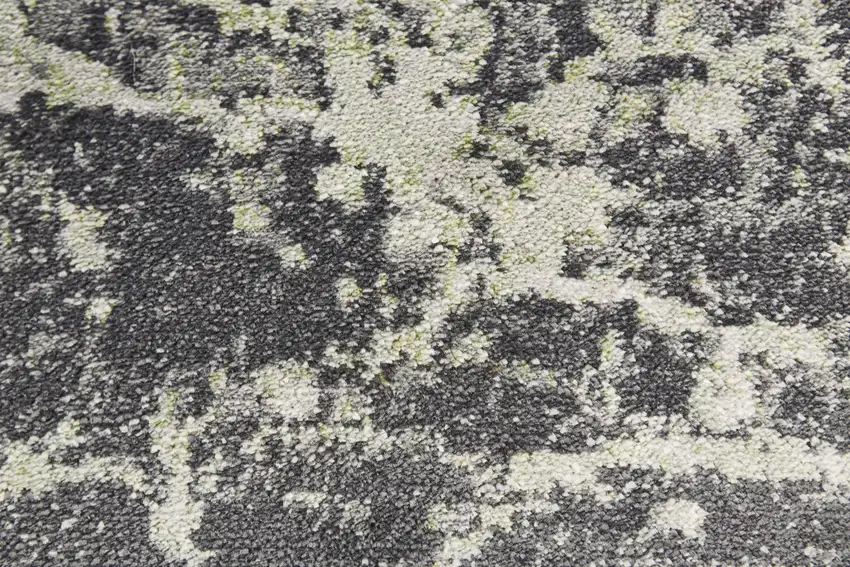 8' Ivory Gray and Green Abstract Power Loom Runner Rug Photo 7