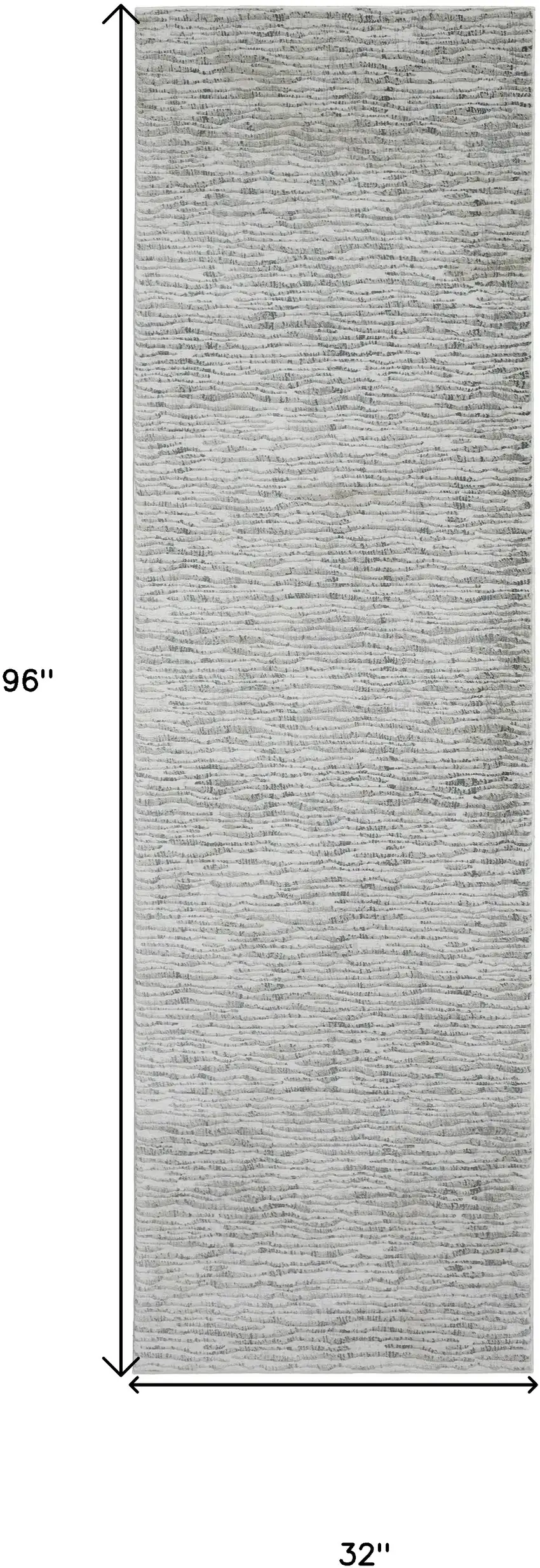 8' Ivory Gray and Green Abstract Power Loom Worn Faded Runner Rug Photo 5
