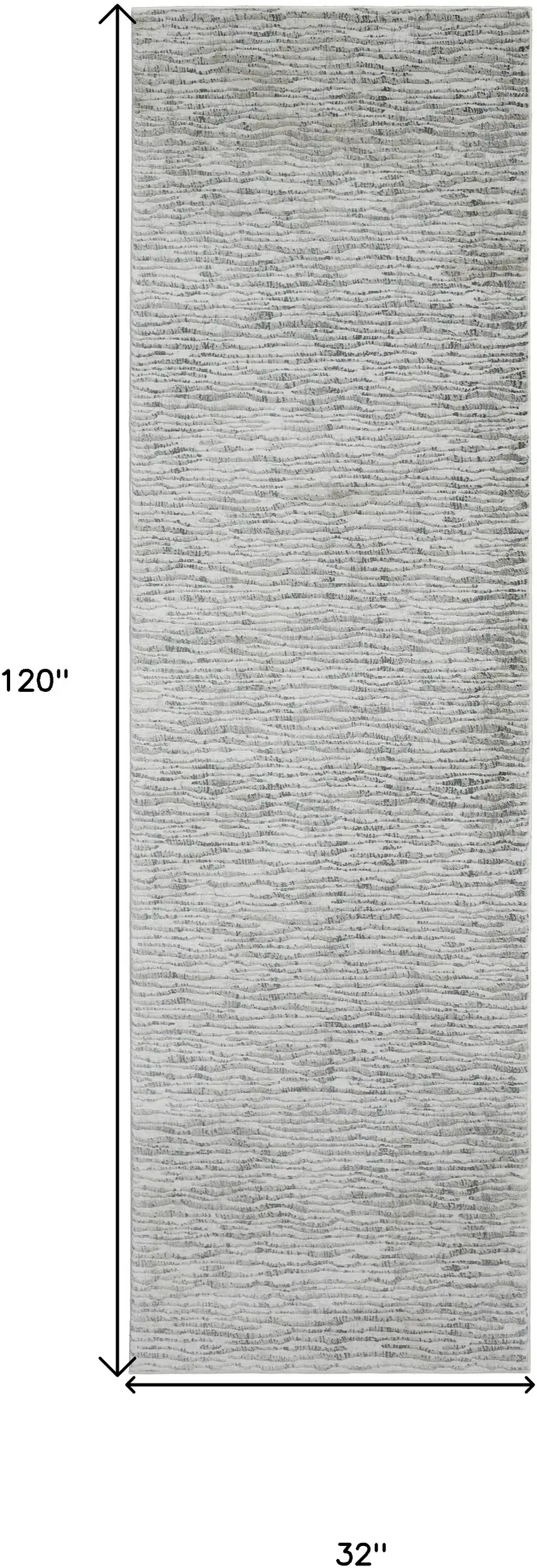8' Ivory Gray and Green Abstract Power Loom Worn Faded Runner Rug Photo 5