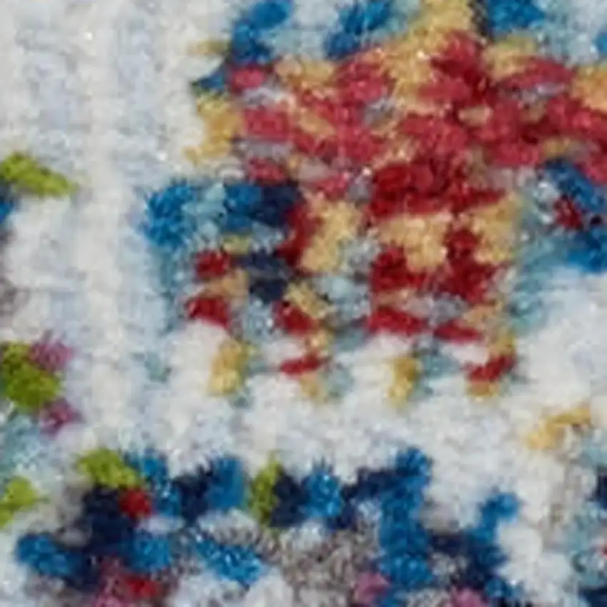 8' Ivory Gray and Orange Floral Distressed Non Skid Runner Rug Photo 4