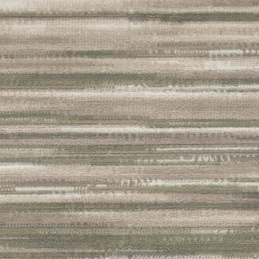 7' Ivory Green and Gray Striped Runner Rug Photo 9