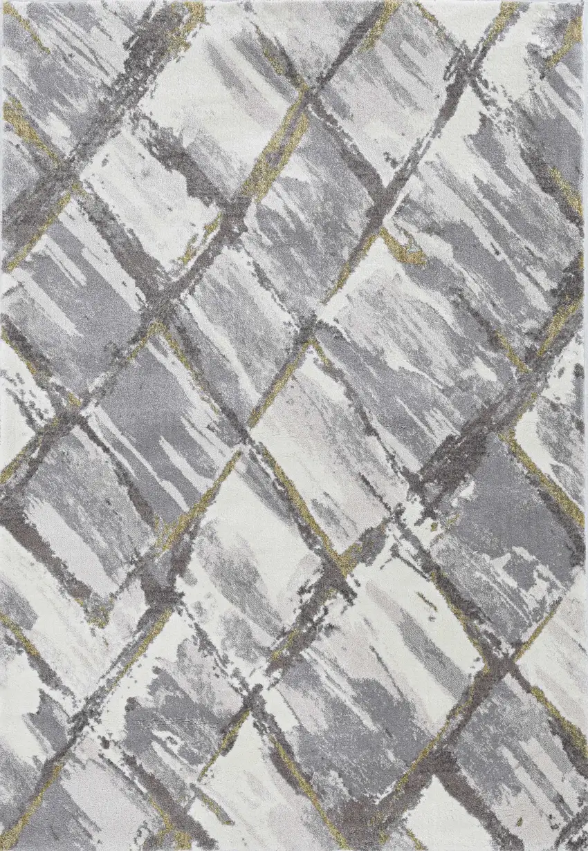 8' Ivory Grey Machine Woven Abstract Stroke Indoor Runner Rug Photo 2