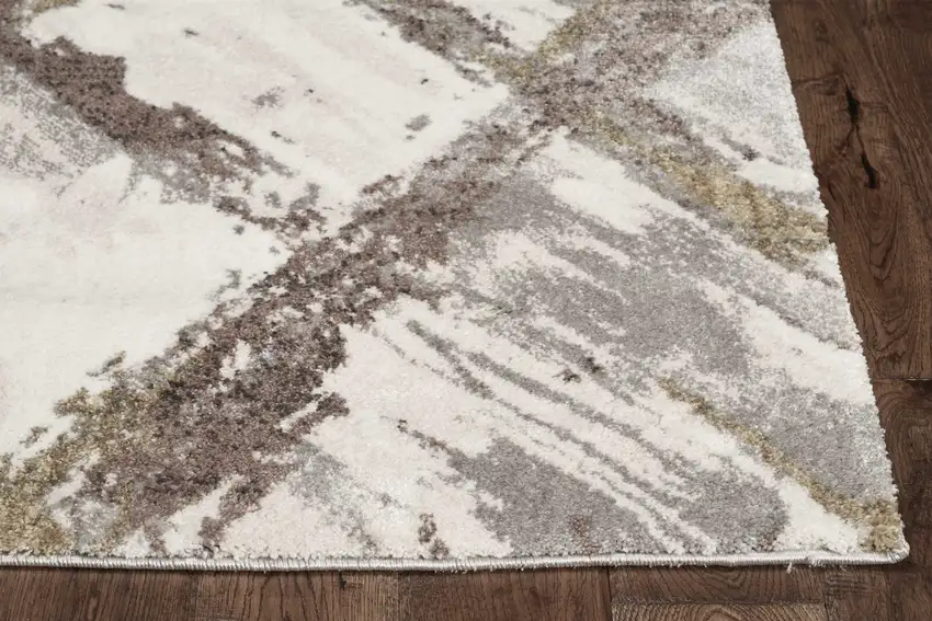 8' Ivory Grey Machine Woven Abstract Stroke Indoor Runner Rug Photo 1
