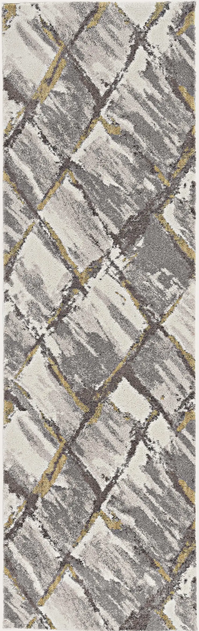 Gray and Ivory Runner Rug Photo 4