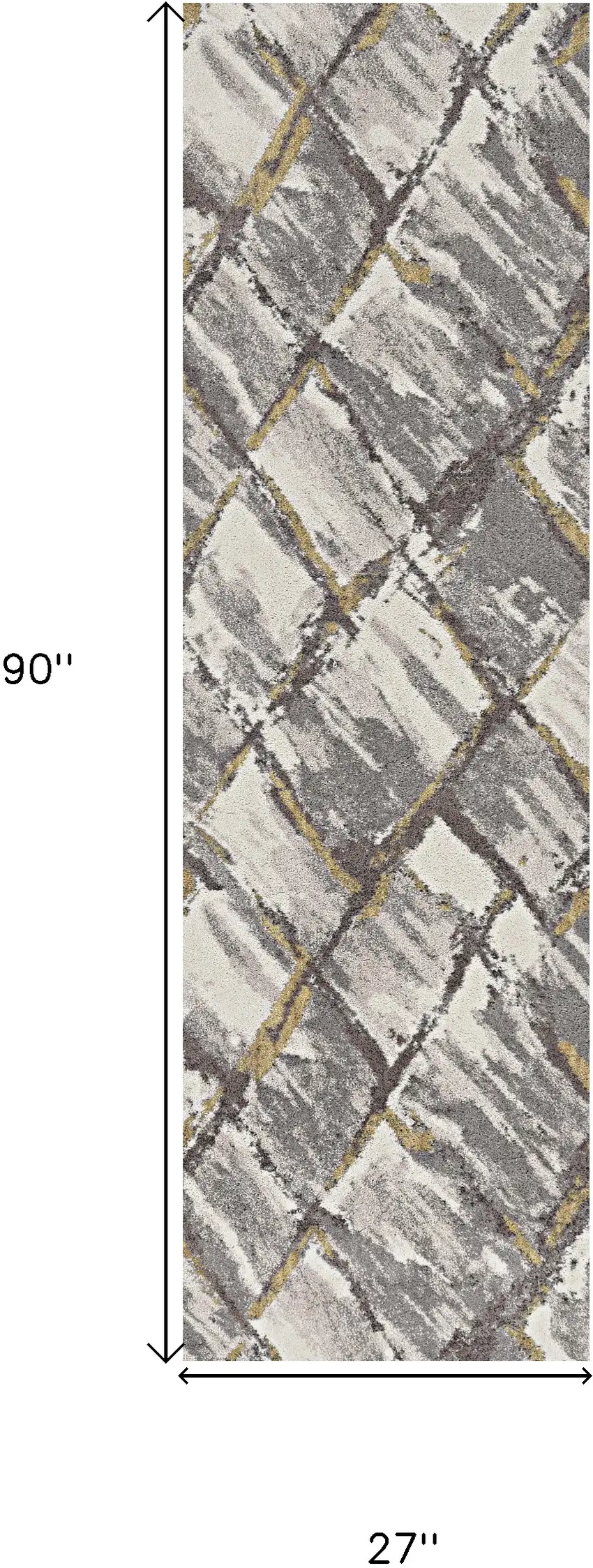 Gray and Ivory Runner Rug Photo 3