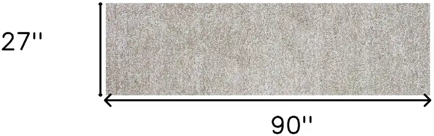 8' Ivory Heather Indoor Shag Runner Rug Photo 5