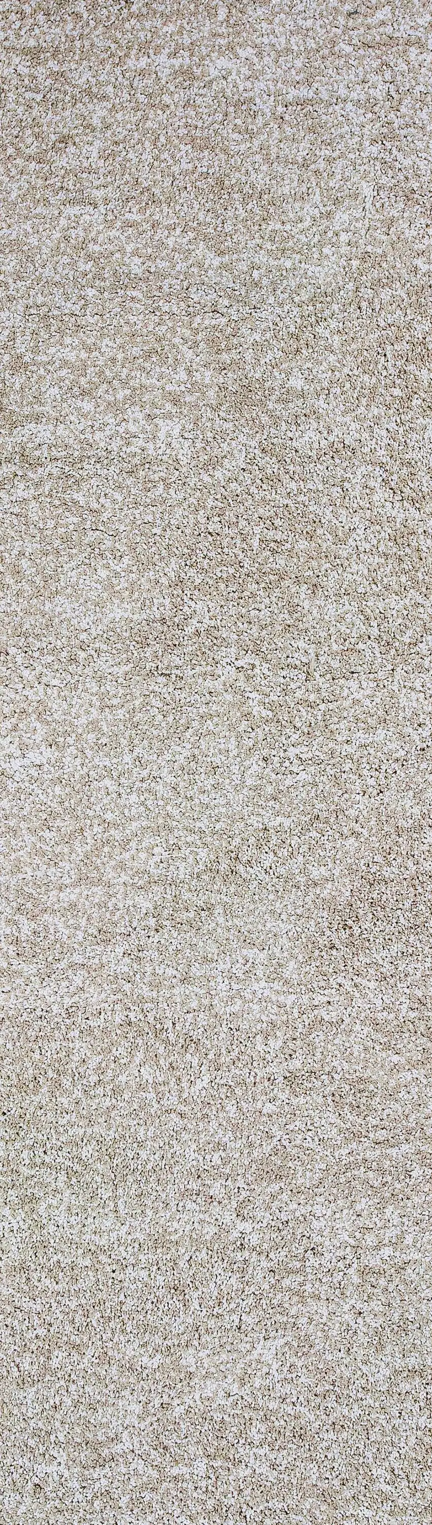 8' Ivory Heather Indoor Shag Runner Rug Photo 6