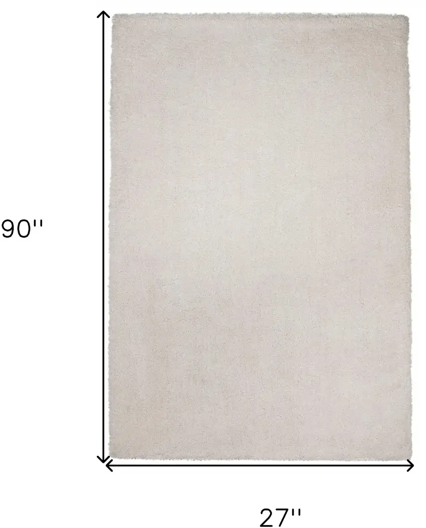 8' Ivory Indoor Shag Runner Rug Photo 7