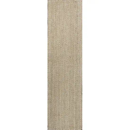 8' Ivory Jute Handmade Runner Rug Photo 4