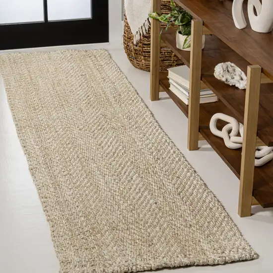 8' Ivory Jute Handmade Runner Rug Photo 2