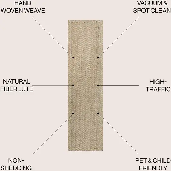 8' Ivory Jute Handmade Runner Rug Photo 3