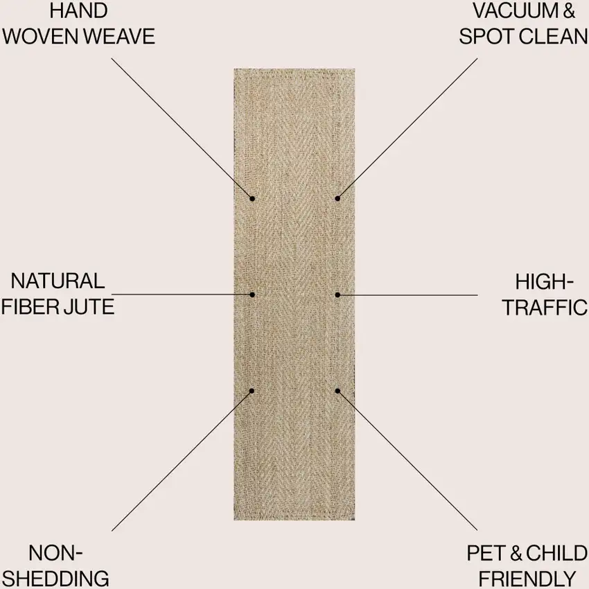 8' Ivory Jute Handmade Runner Rug Photo 3