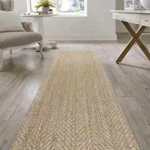 Photo of 8' Ivory Jute Handmade Runner Rug