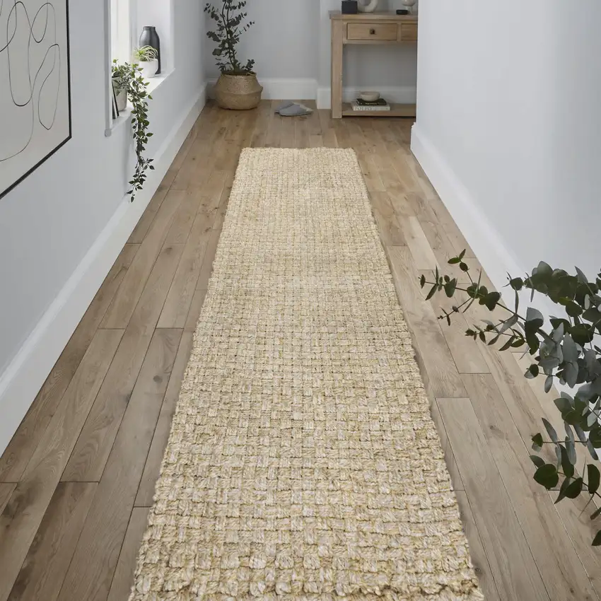 8' Ivory Jute Handmade Runner Rug Photo 1