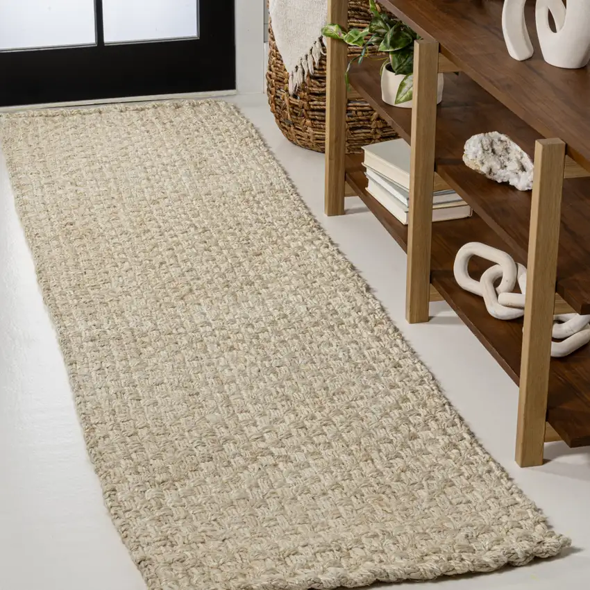 8' Ivory Jute Handmade Runner Rug Photo 2
