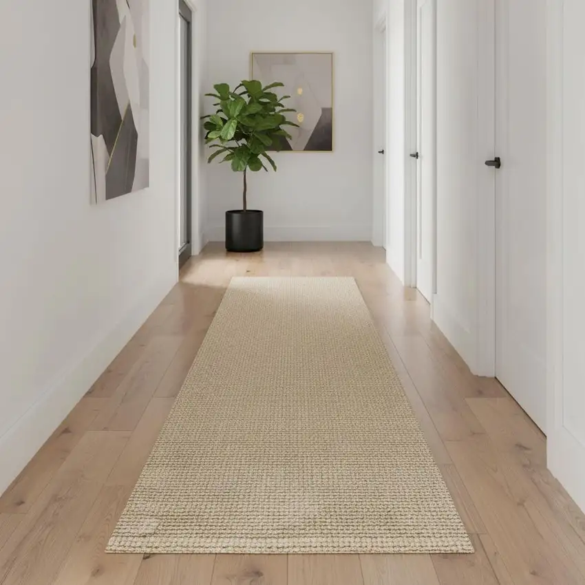 10' Ivory Jute Handmade Runner Rug Photo 2