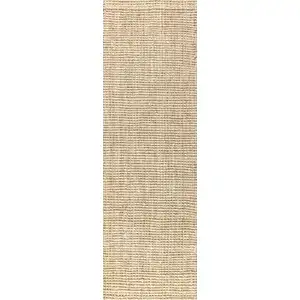 Photo of 8' Ivory Jute Handmade Runner Rug