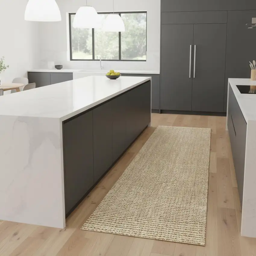 8' Ivory Jute Handmade Runner Rug Photo 2