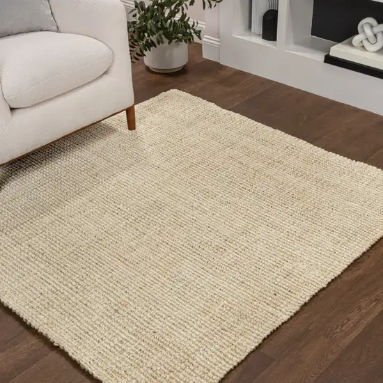 6' Ivory Jute Handmade Square Rug Photo 4