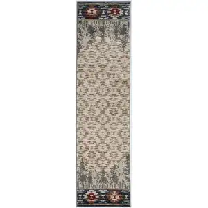 Photo of 8' Ivory Machine Woven Pinegrove Lodge Indoor Runner Rug