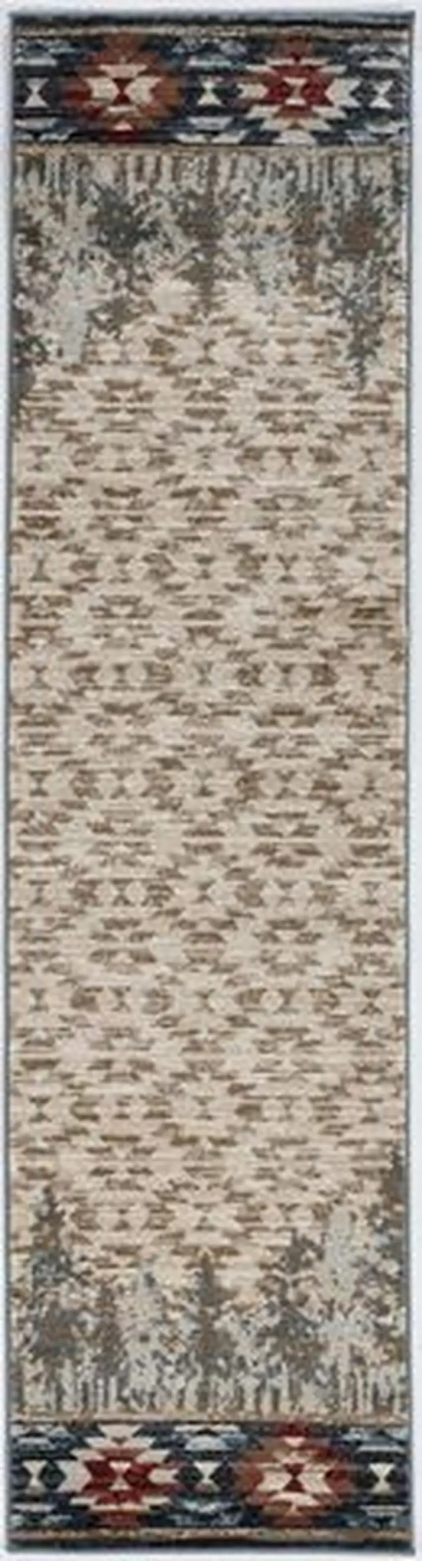 8' Ivory Machine Woven Pinegrove Lodge Indoor Runner Rug Photo 2