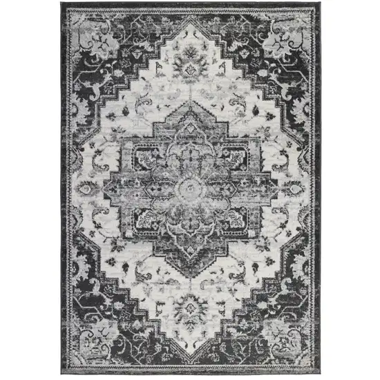 10' Ivory Medallion Power Loom Runner Rug Photo 1