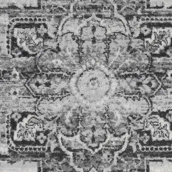 10' Ivory Medallion Power Loom Runner Rug Photo 6