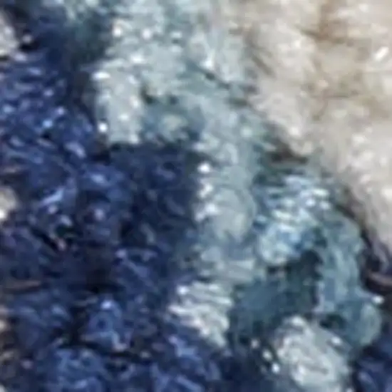 7' Ivory Navy Blue And Light Blue Floral Runner Rug Photo 3