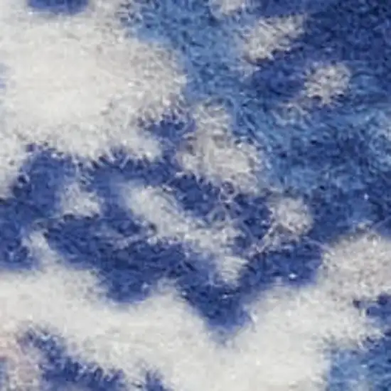 8' Ivory Navy Blue and Beige Floral Medallion Distressed Non Skid Runner Rug Photo 3