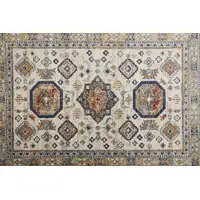 Photo of 8' Ivory Orange And Blue Floral Stain Resistant Runner Rug